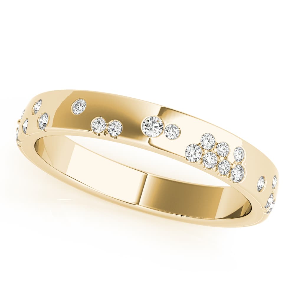 Scatter Bezel Set Wedding Ring (0.19 ct. tw.), Front view in yellow gold