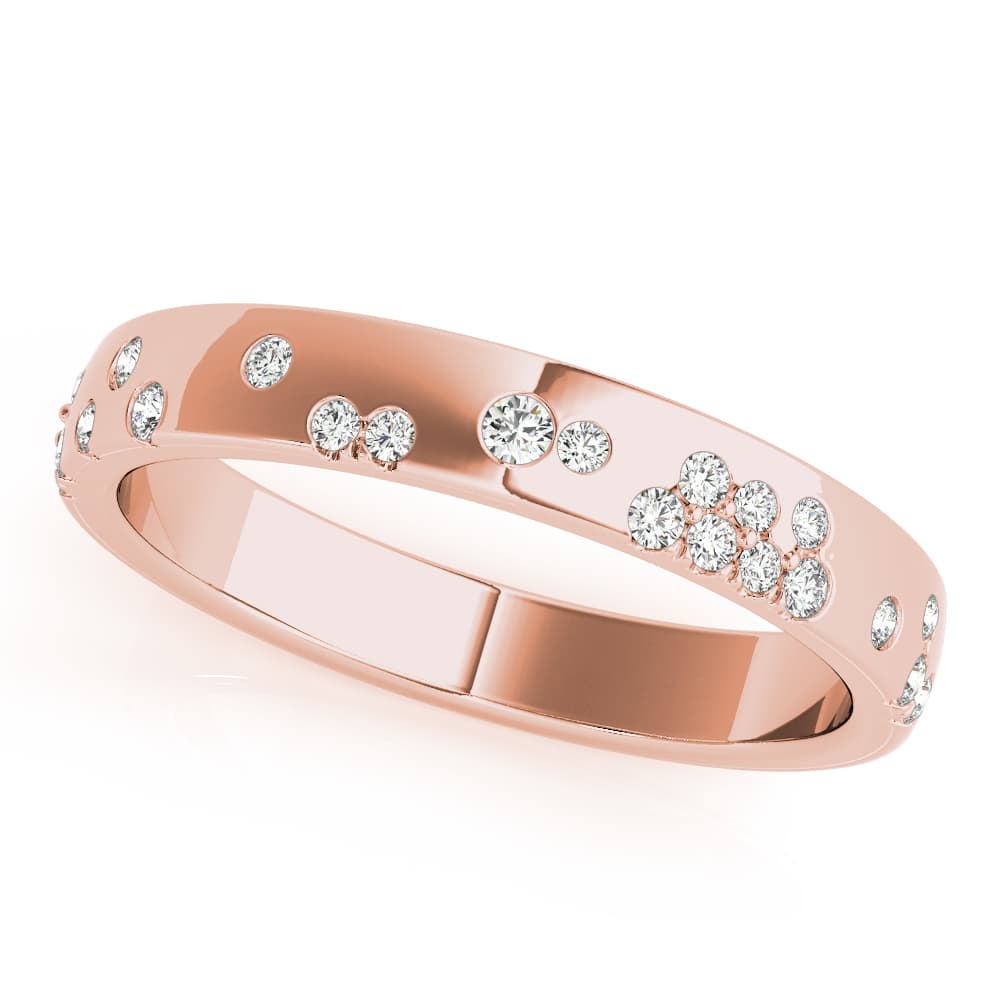 Scatter Bezel Set Wedding Ring (0.19 ct. tw.), Front view in rose gold