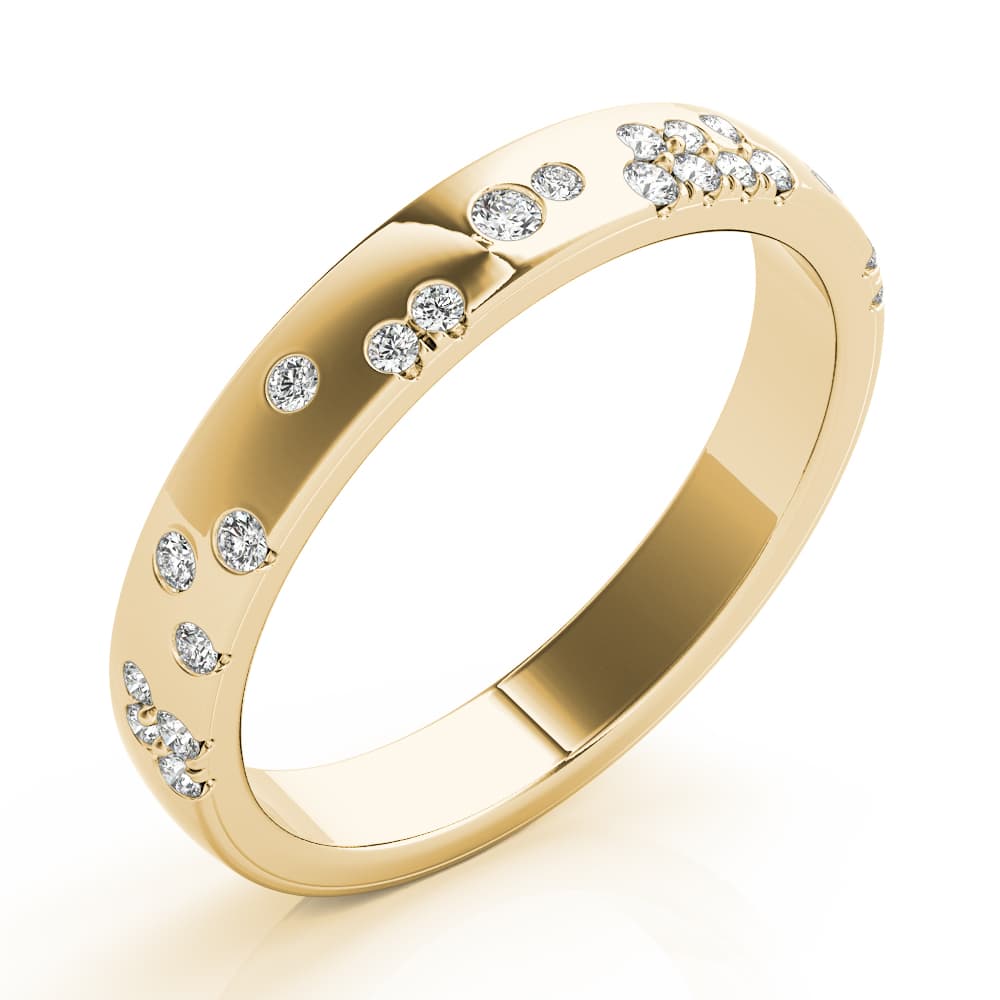Scatter Bezel Set Wedding Ring (0.19 ct. tw.), Angle view in yellow gold