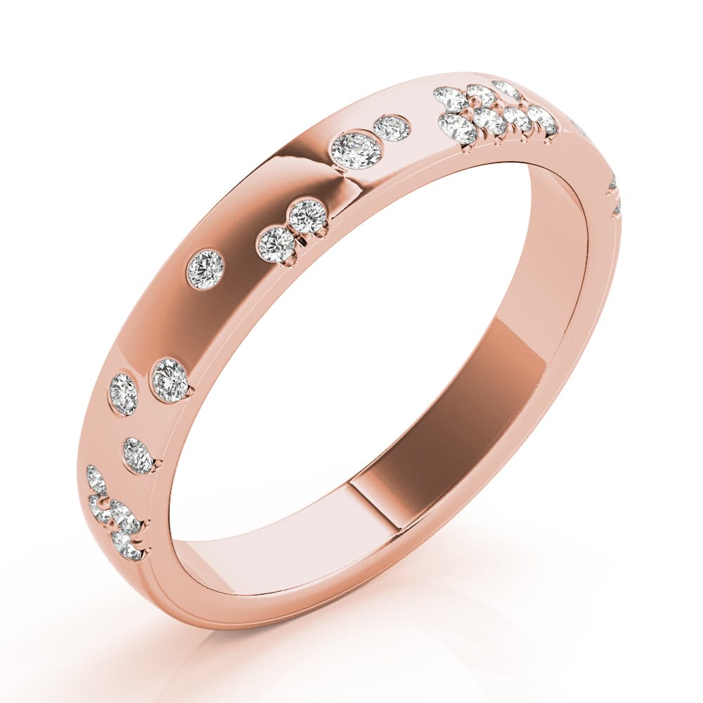 Scatter Bezel Set Wedding Ring (0.19 ct. tw.), Angle view in rose gold