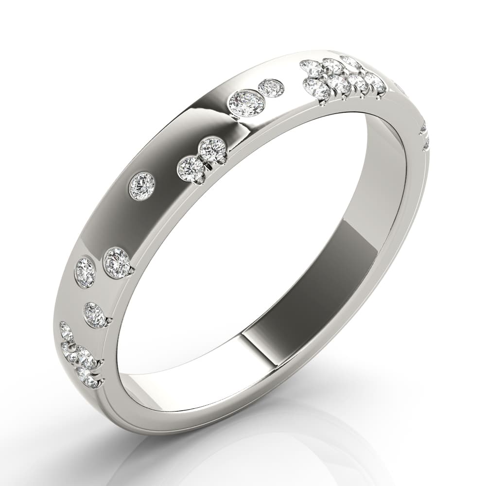 Scatter Bezel Set Wedding Ring (0.19 ct. tw.), Angle view in white gold or platinum