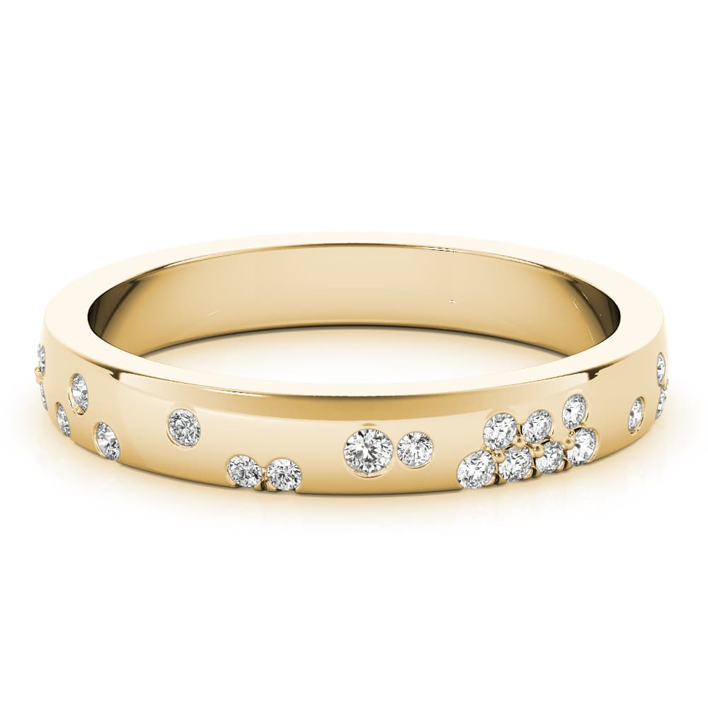 Scatter Bezel Set Wedding Ring (0.19 ct. tw.), On hand view in yellow gold