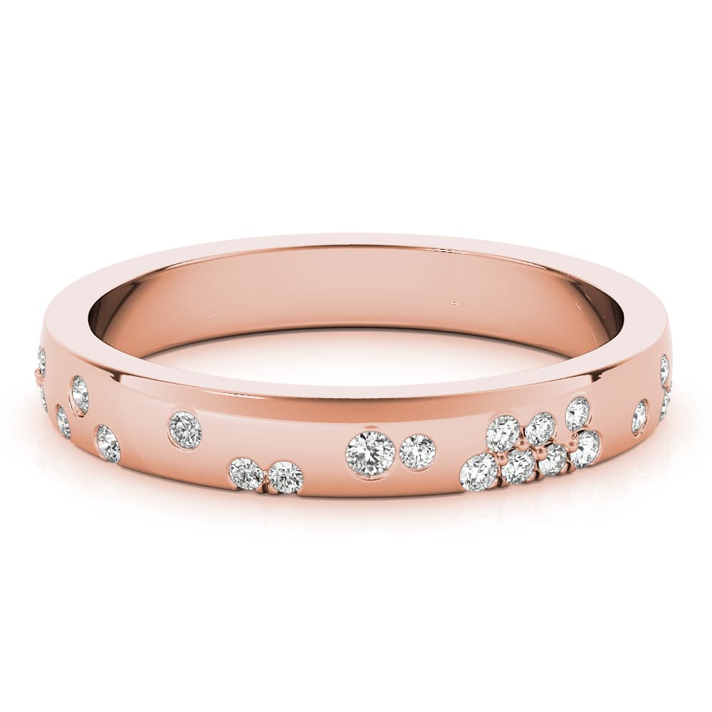 Scatter Bezel Set Wedding Ring (0.19 ct. tw.), On hand view in rose gold