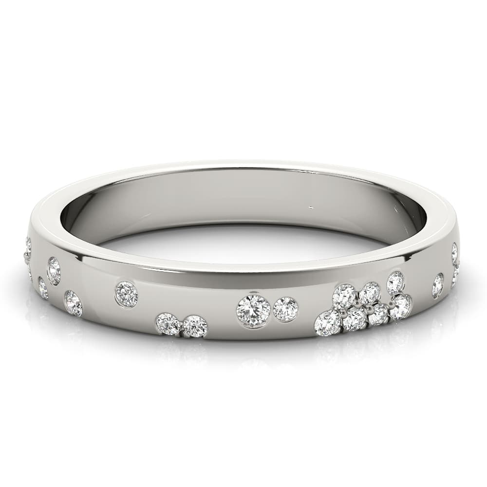 Scatter Bezel Set Wedding Ring (0.19 ct. tw.), On hand view in white gold or platinum