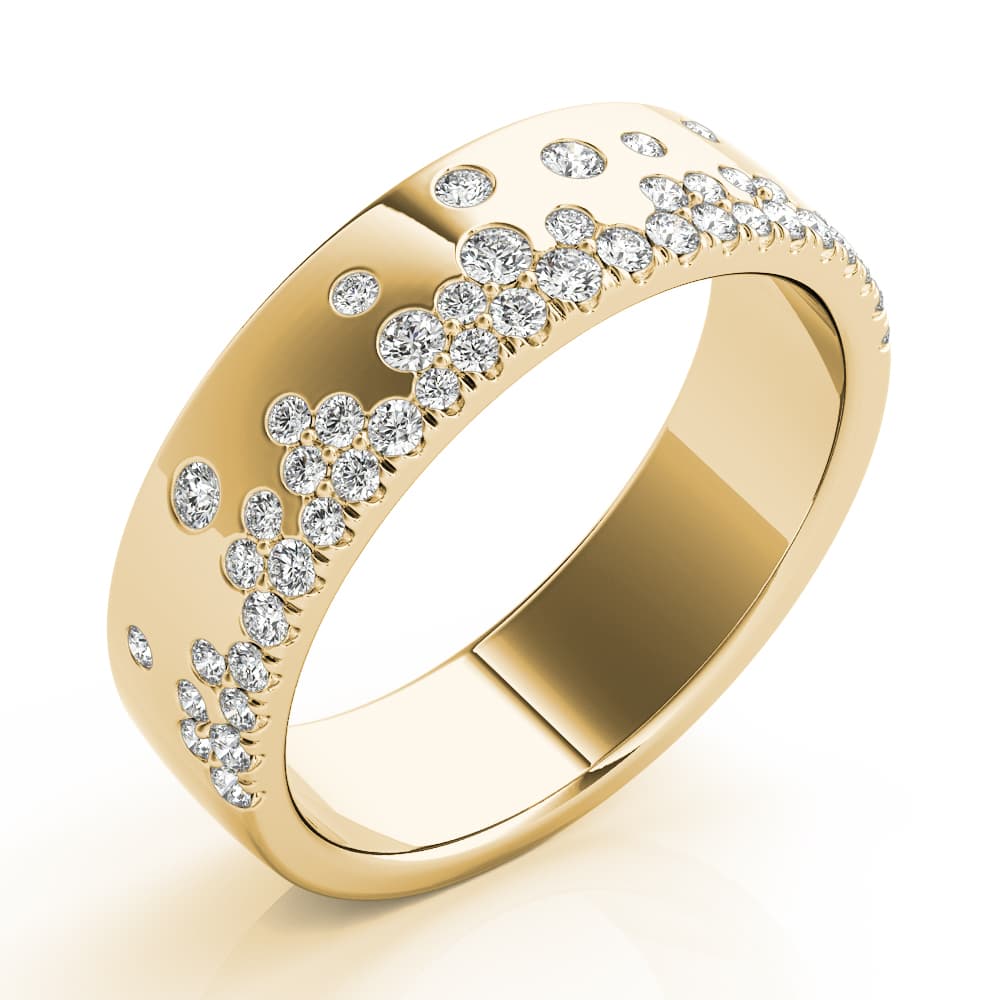 5.5mm Scattered Wedding Band (0.3 ct. tw.), Angle view in yellow gold