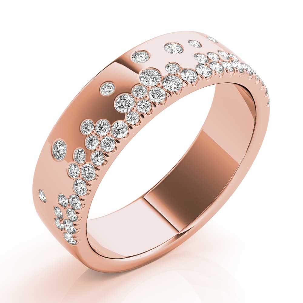 5.5mm Scattered Wedding Band (0.3 ct. tw.), Angle view in rose gold