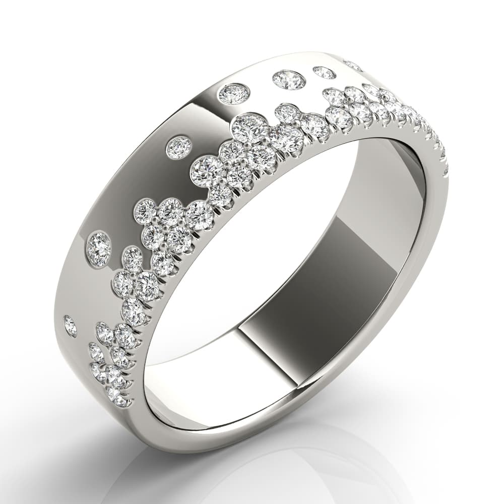 5.5mm Scattered Wedding Band (0.3 ct. tw.), Angle view in white gold or platinum