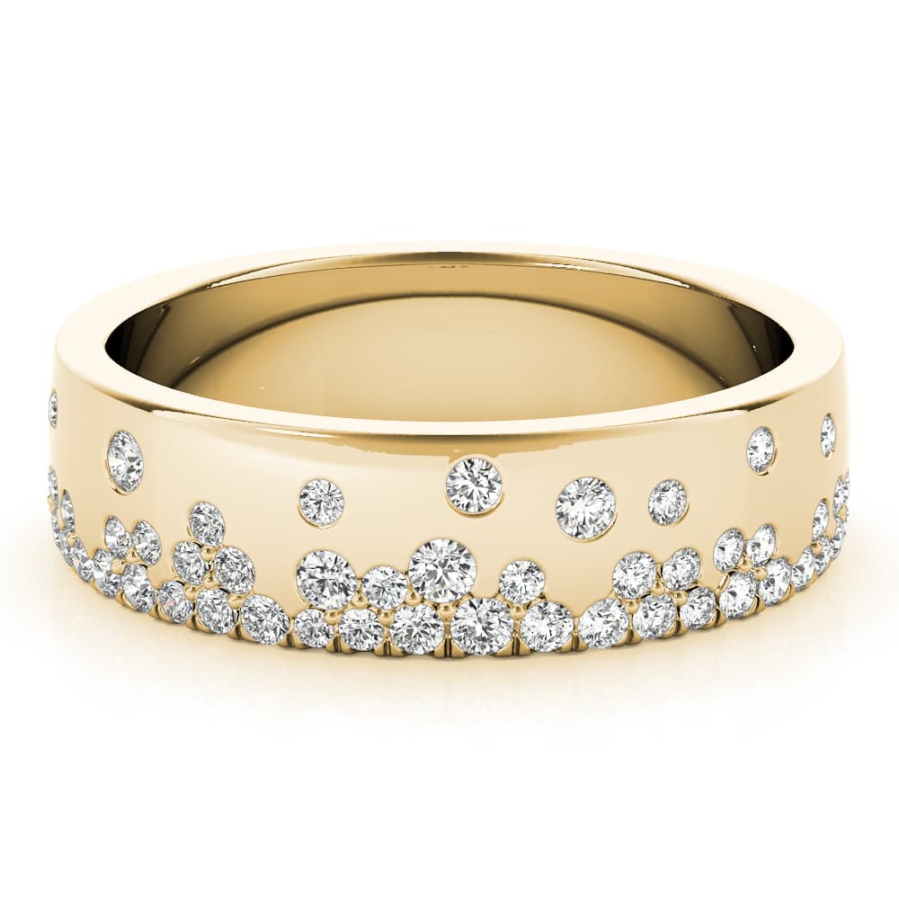 5.5mm Scattered Wedding Band (0.3 ct. tw.), On hand view in yellow gold