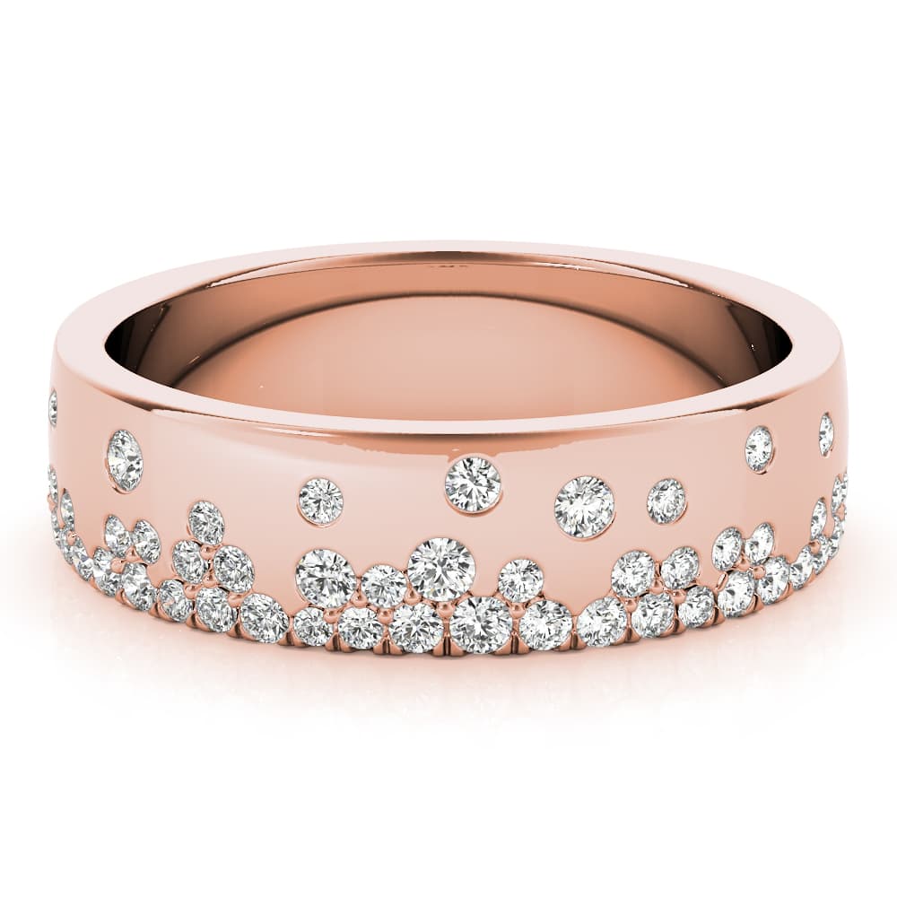 5.5mm Scattered Wedding Band (0.3 ct. tw.), On hand view in rose gold