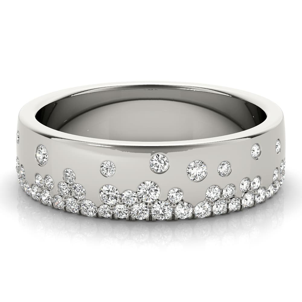 5.5mm Scattered Wedding Band (0.3 ct. tw.), On hand view in white gold or platinum