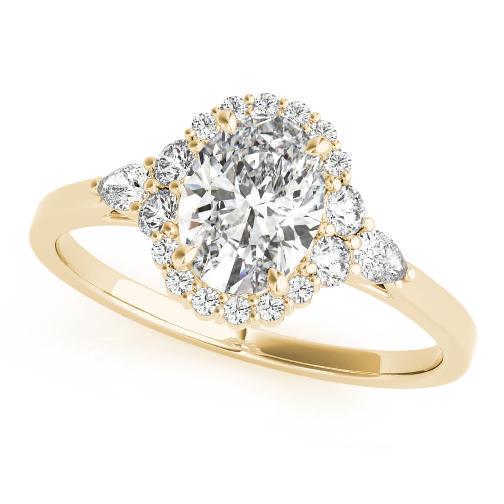 Oval Cut Halo Engagement Ring, style 85247, Front view in yellow gold