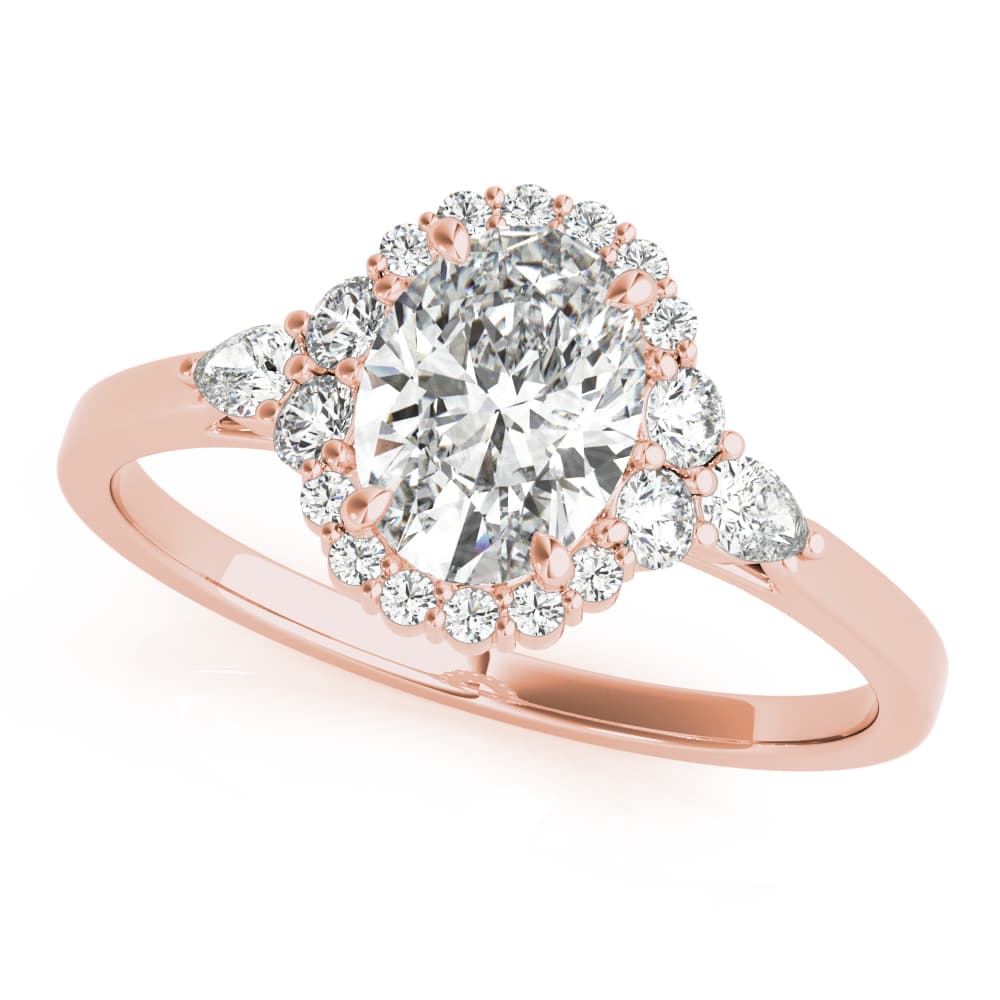 Oval Cut Halo Engagement Ring, style 85247, Front view in rose gold