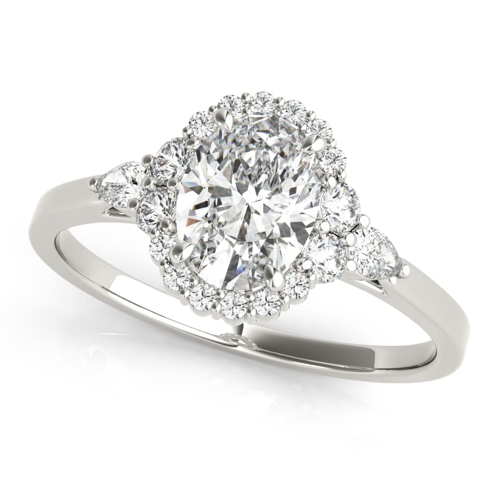 Oval Cut Halo Engagement Ring — style 85247 in 10k White Gold