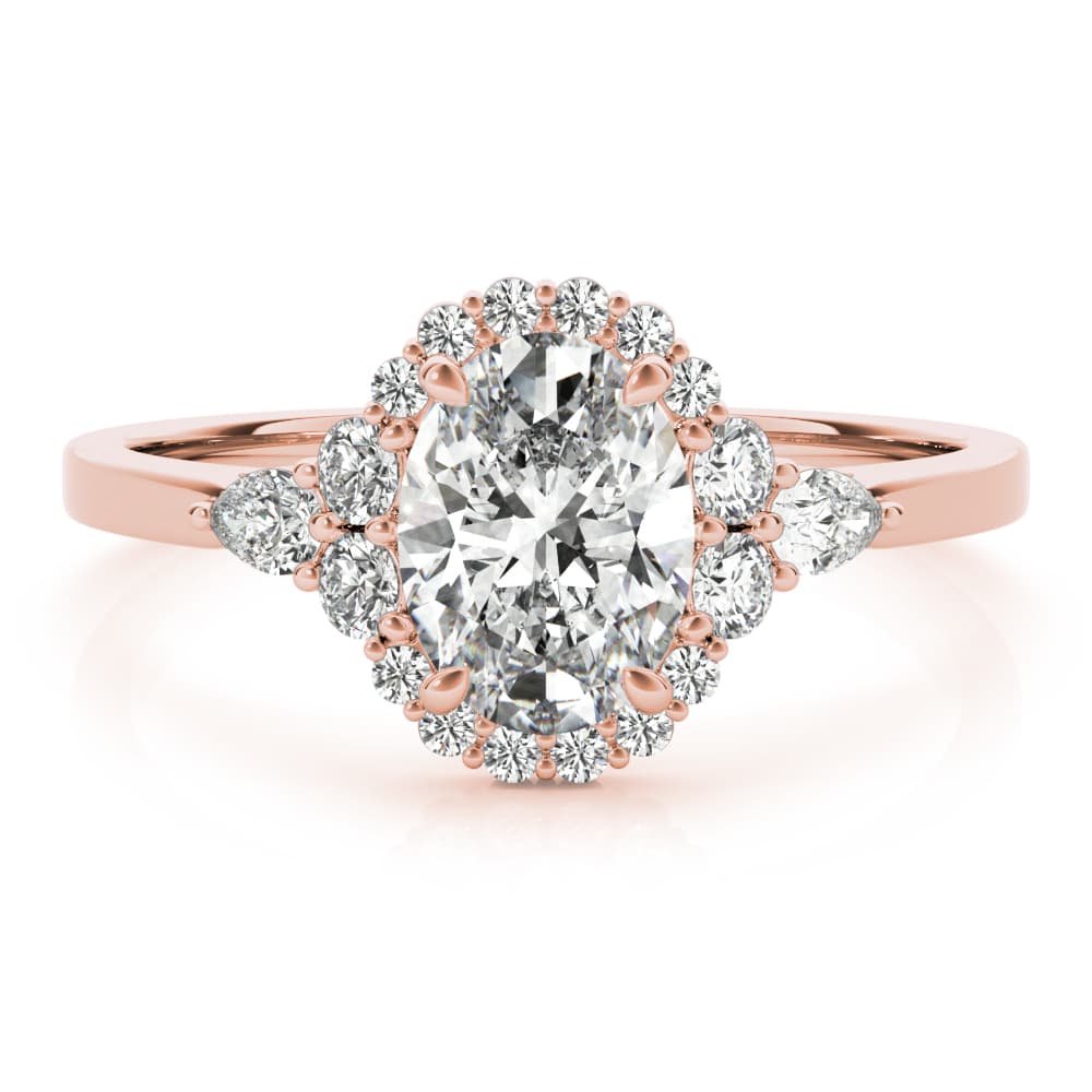 Oval Cut Halo Engagement Ring, style 85247, On hand view in rose gold