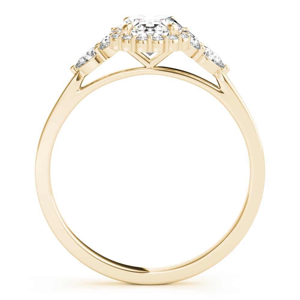 Oval Cut Halo Engagement Ring, style 85247, Side view in yellow gold