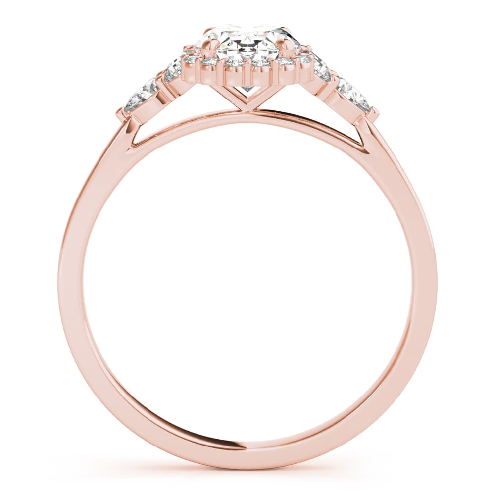 Oval Cut Halo Engagement Ring, style 85247, Side view in rose gold
