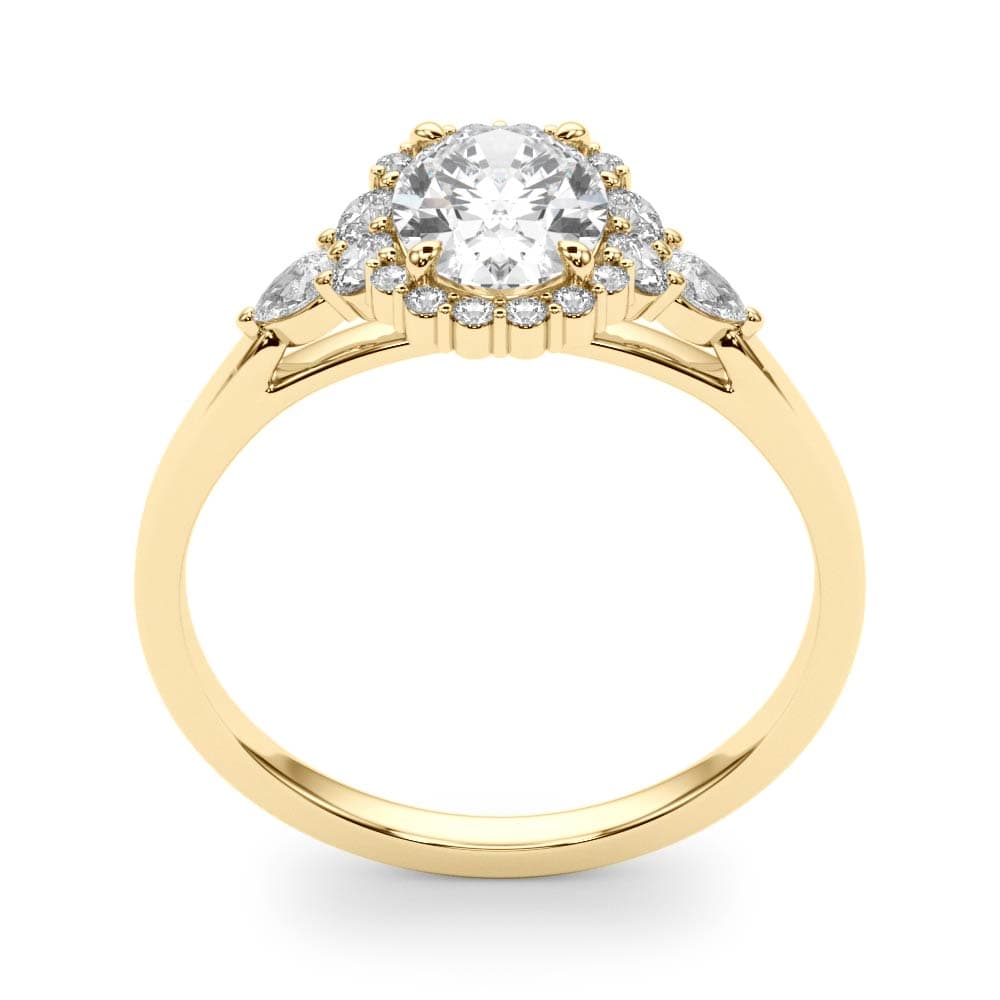 Oval Cut Halo Engagement Ring, style 85247, Top view in yellow gold
