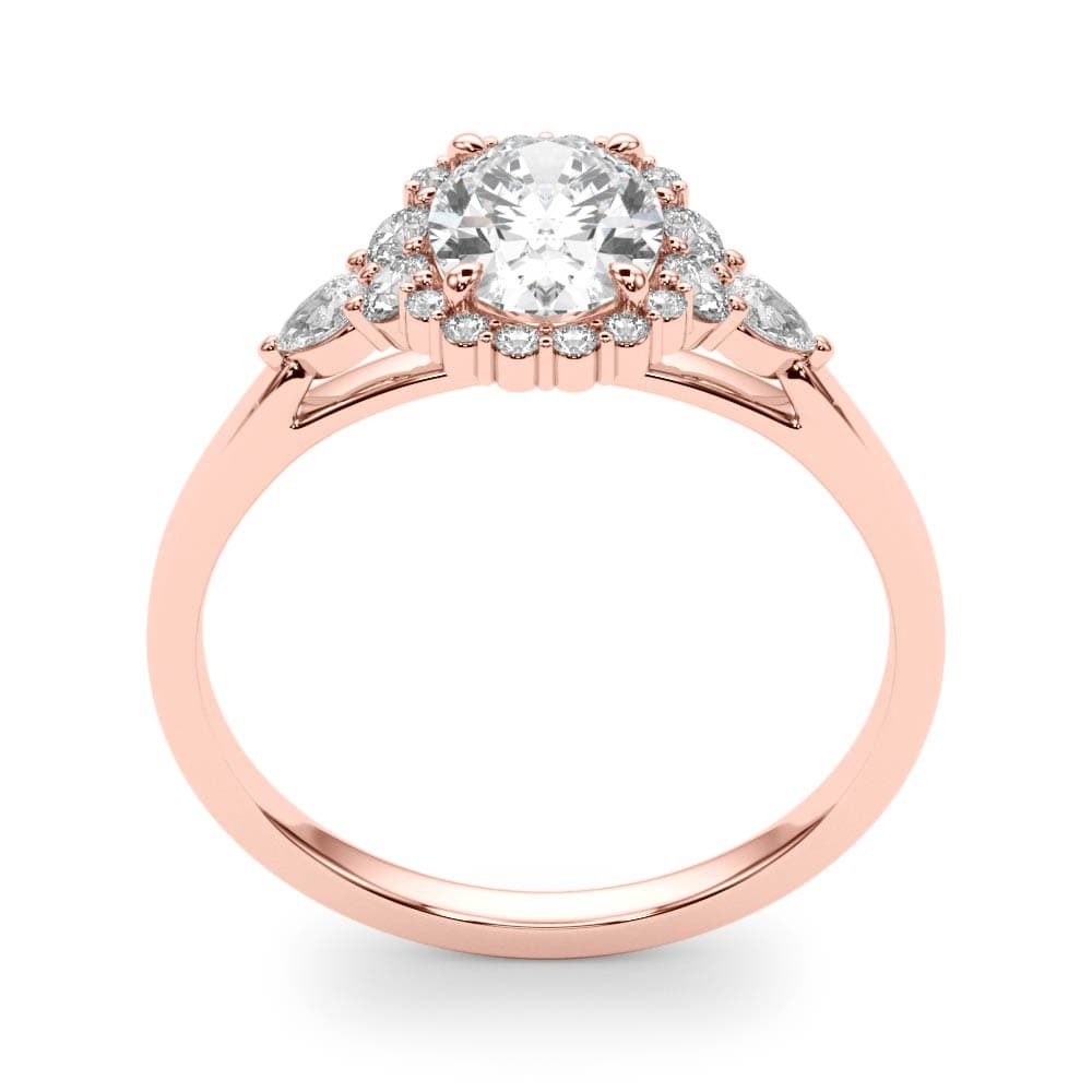 Oval Cut Halo Engagement Ring, style 85247, Top view in rose gold