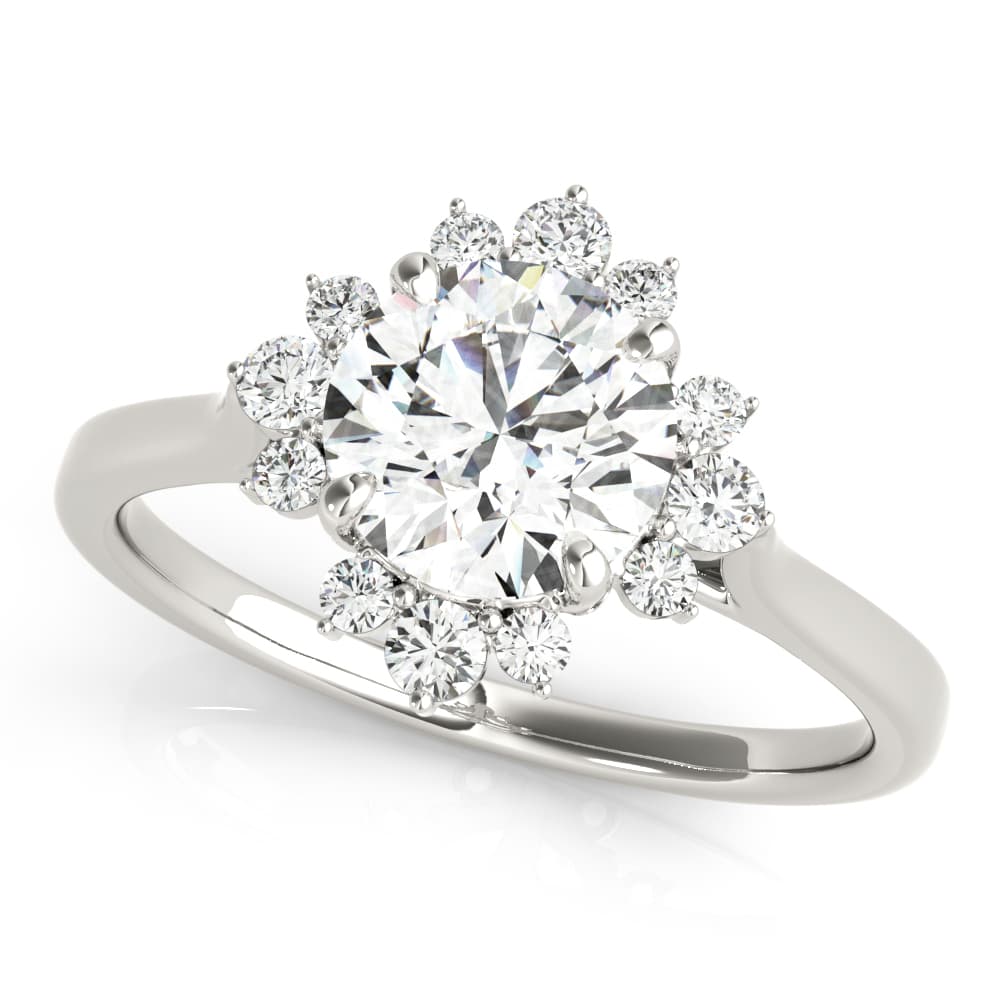 Round Scattered Halo Engagement Ring — style 85249 in 10k White Gold