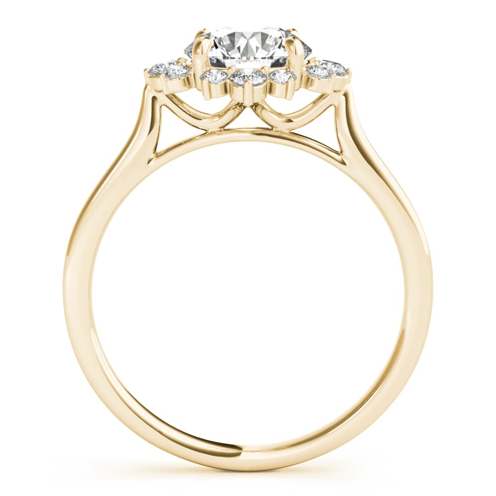 Round Scattered Halo Engagement Ring, style 85249, Side view in yellow gold