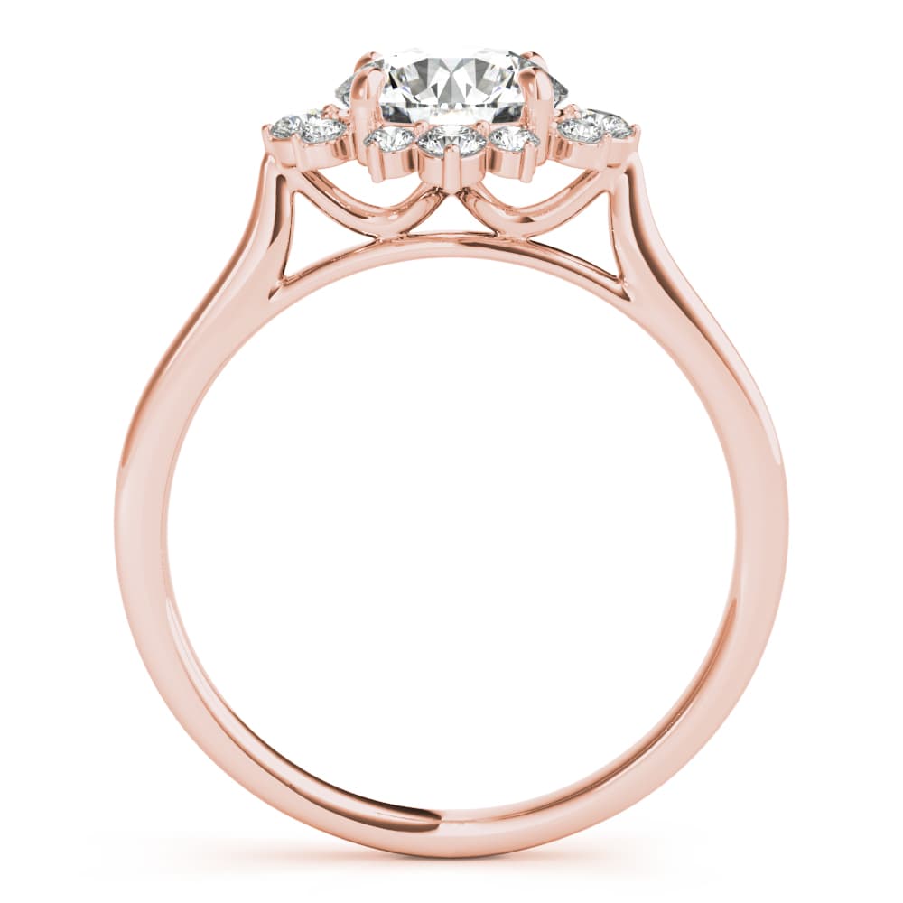 Round Scattered Halo Engagement Ring, style 85249, Side view in rose gold
