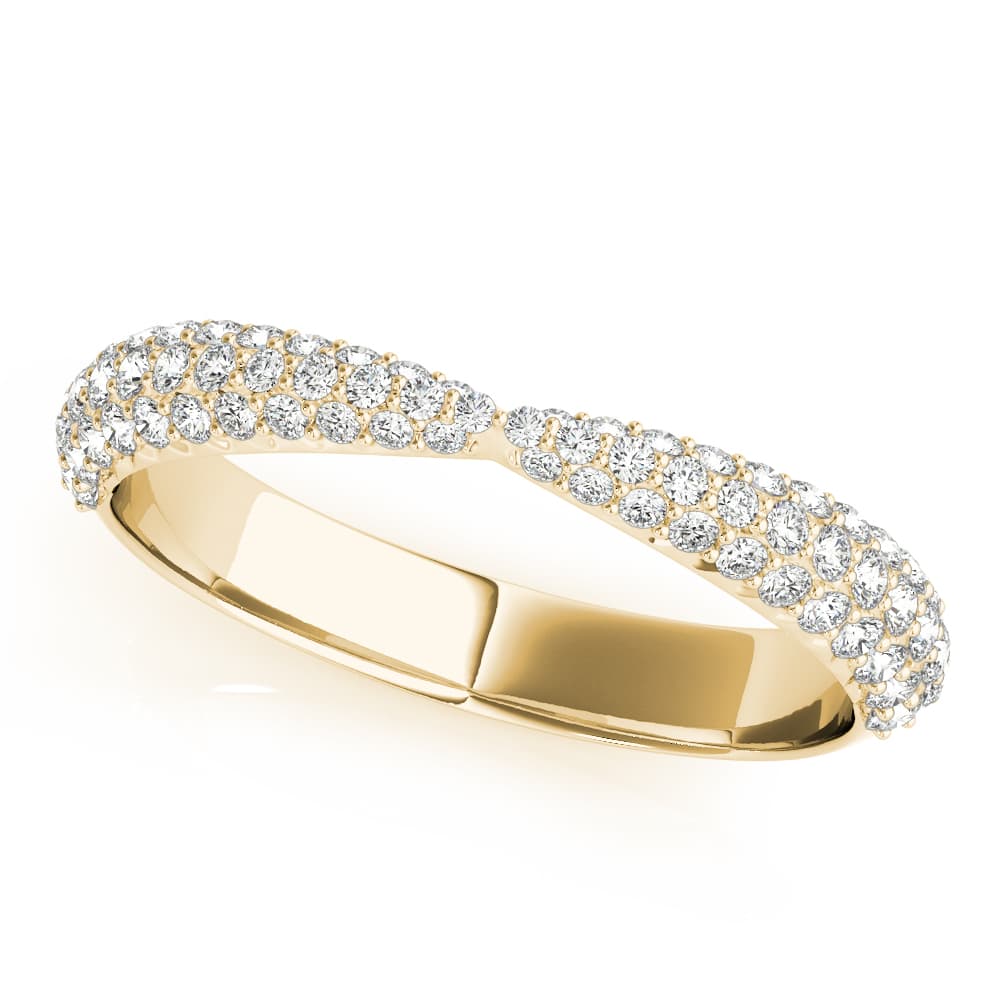 Multi-Row Pavé Wedding Bands (0.56 ct. tw.), Front view in yellow gold