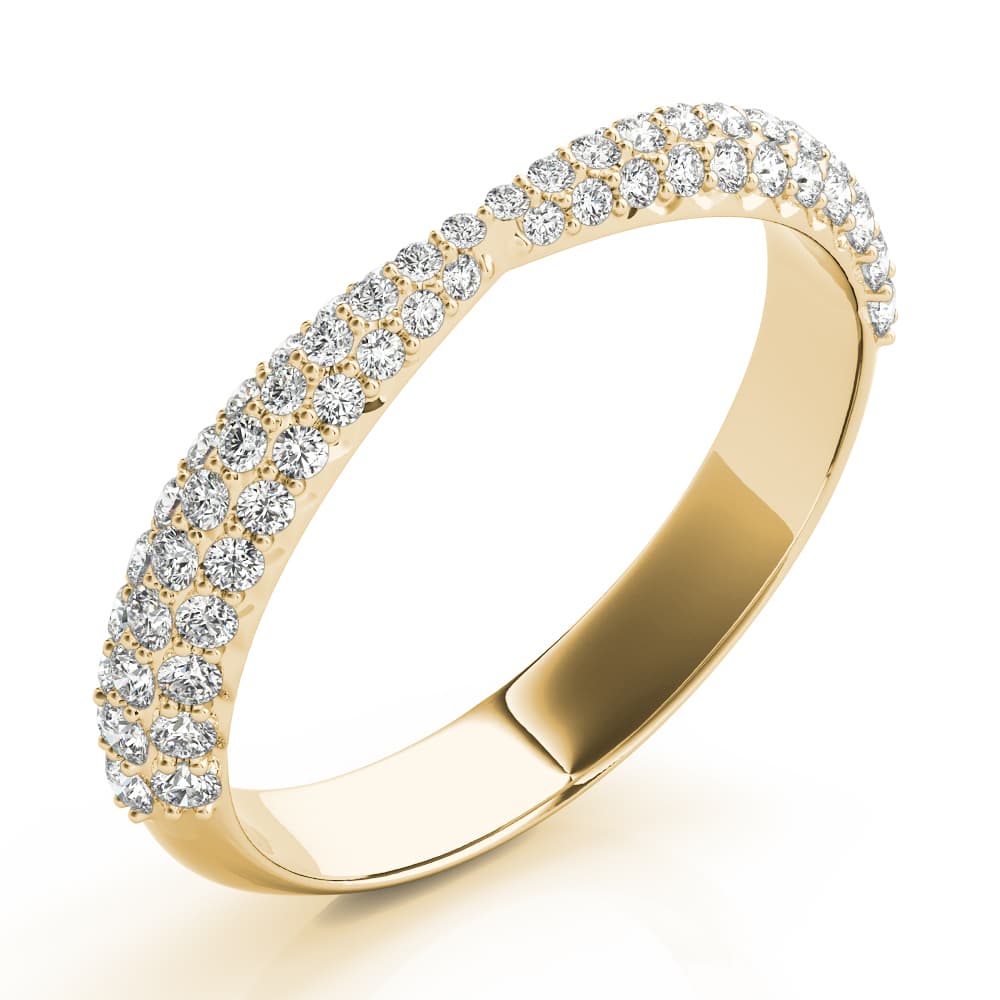 Multi-Row Pavé Wedding Bands (0.56 ct. tw.), Angle view in yellow gold