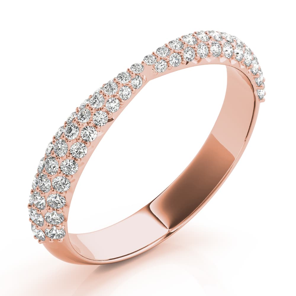 Multi-Row Pavé Wedding Bands (0.56 ct. tw.), Angle view in rose gold