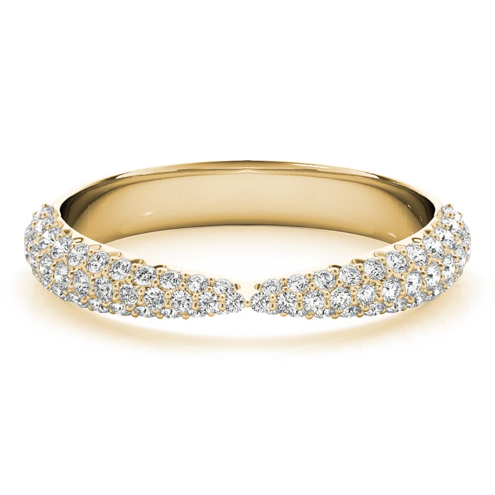 Multi-Row Pavé Wedding Bands (0.56 ct. tw.), On hand view in yellow gold