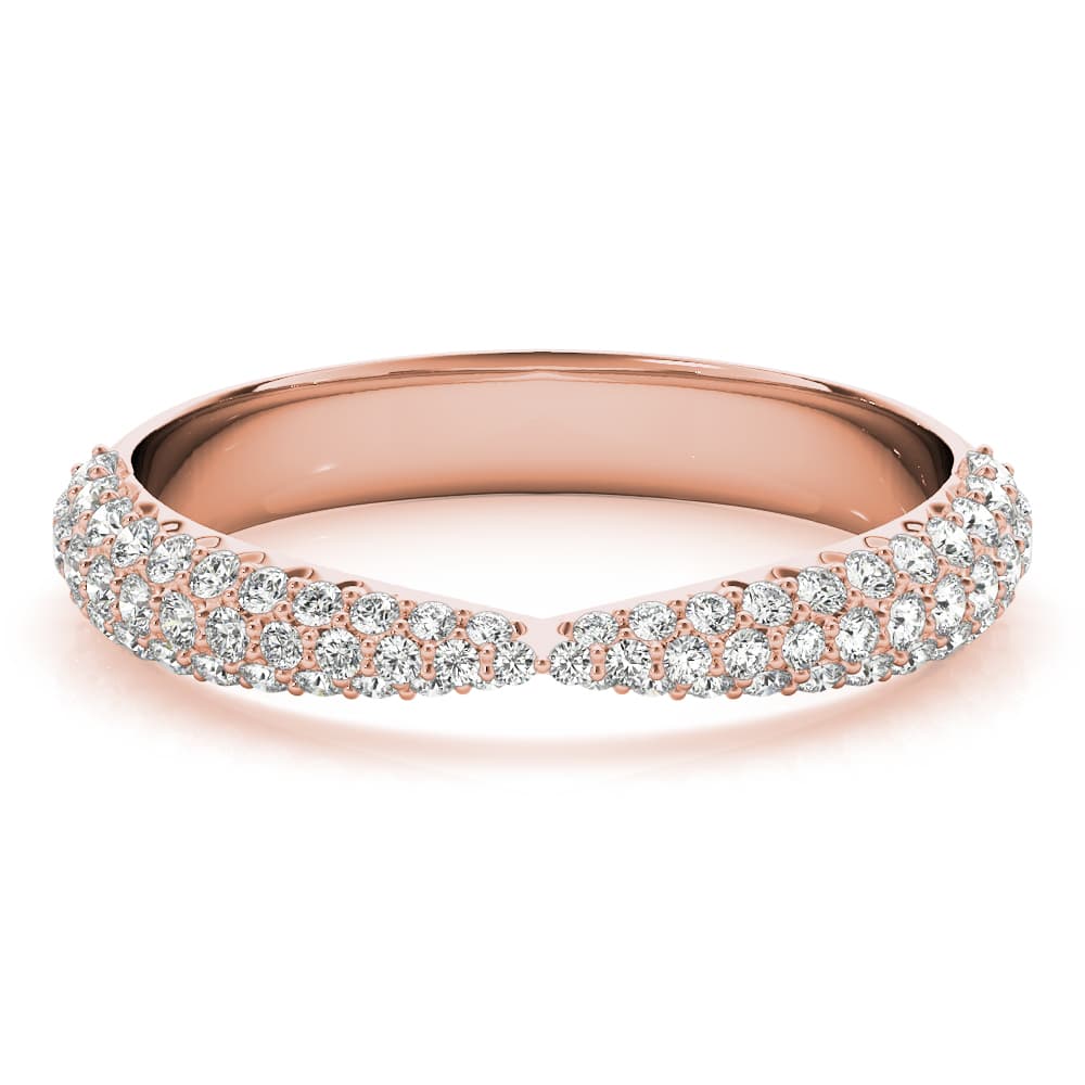 Multi-Row Pavé Wedding Bands (0.56 ct. tw.), On hand view in rose gold
