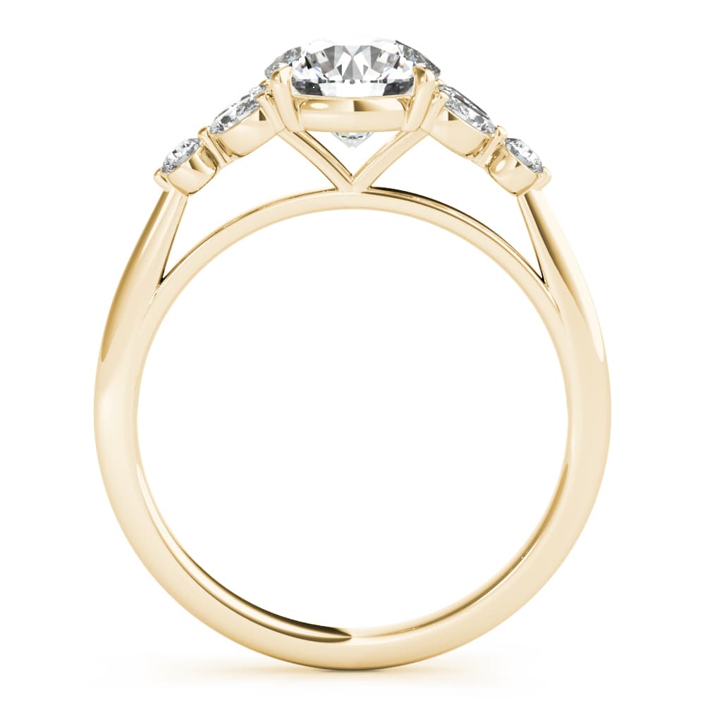 Fancy Side Cluster Round Engagement Ring, style 85251, Side view in yellow gold