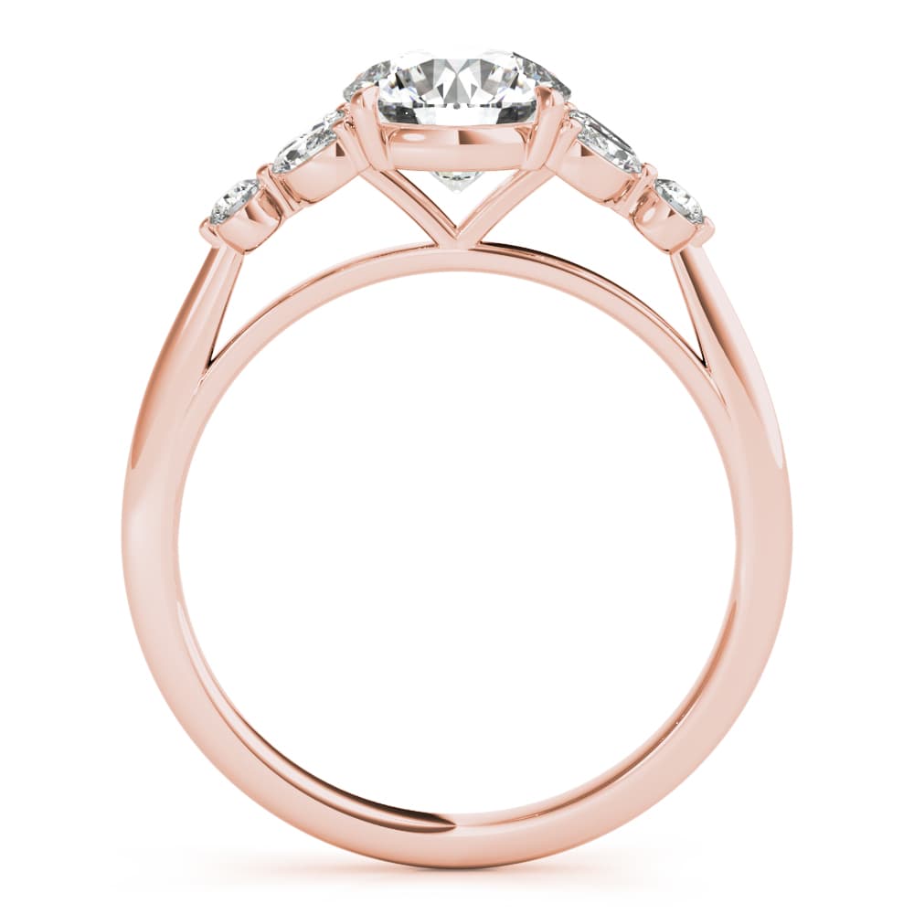 Fancy Side Cluster Round Engagement Ring, style 85251, Side view in rose gold