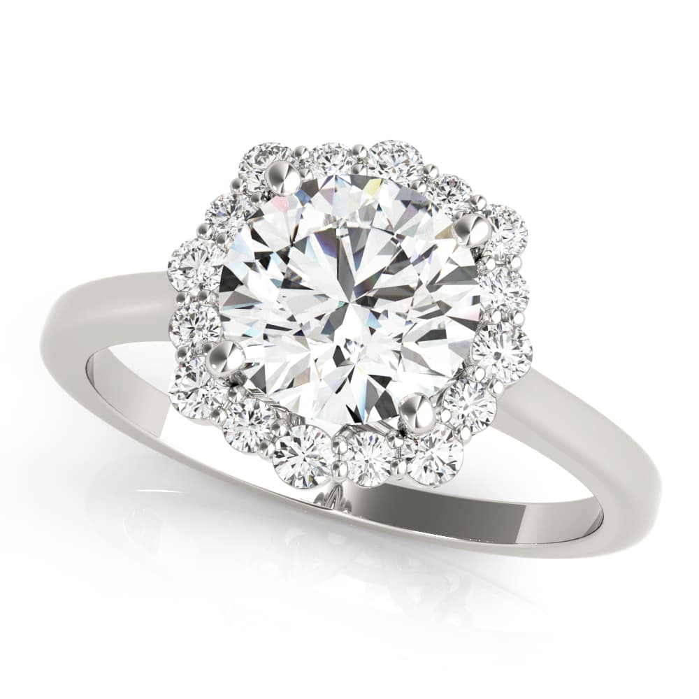 Solitaire Halo Prong Set Engagement Ring — style 85252 in 10k White Gold