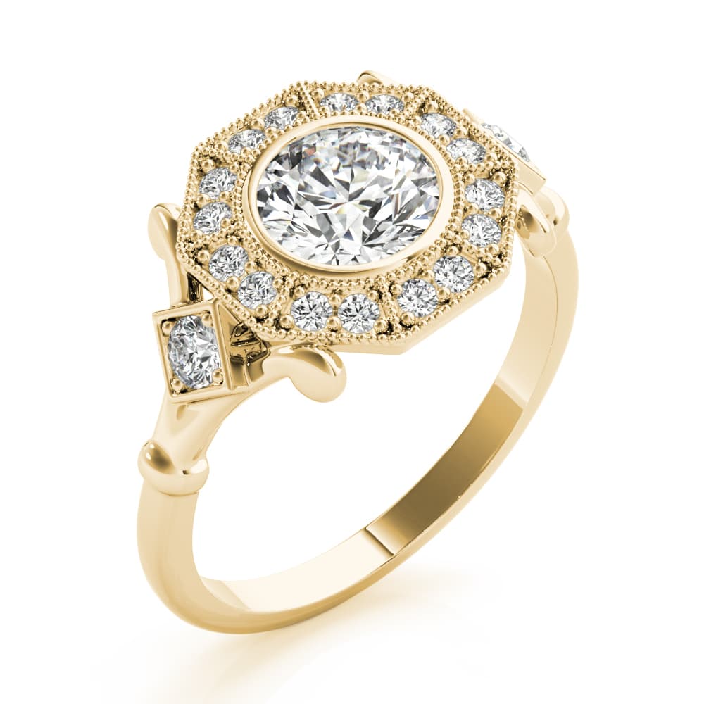 Engagement Ring, style 85253, Angle view in yellow gold