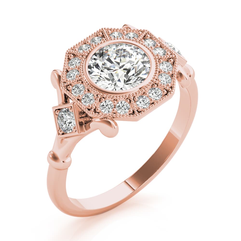 Engagement Ring, style 85253, Angle view in rose gold