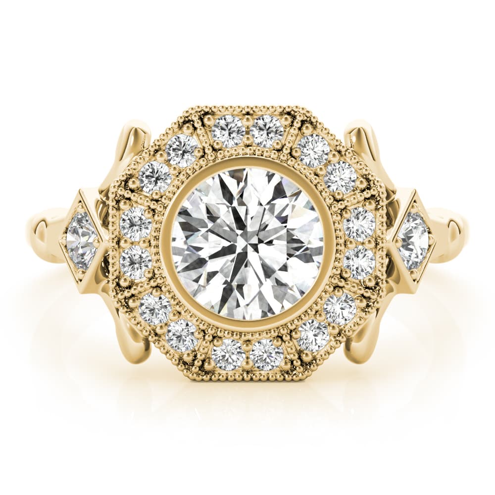 Engagement Ring, style 85253, On hand view in yellow gold