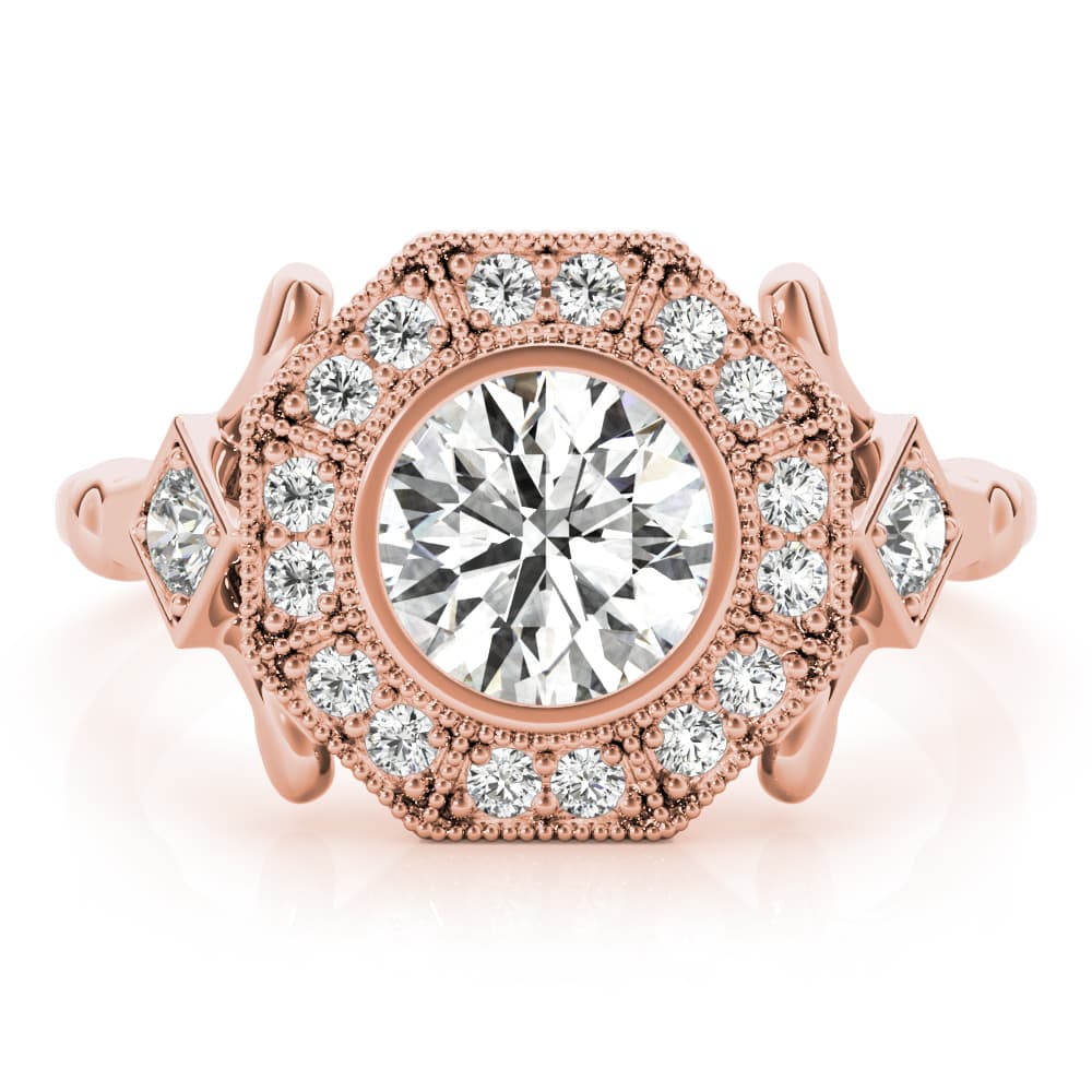 Engagement Ring, style 85253, On hand view in rose gold
