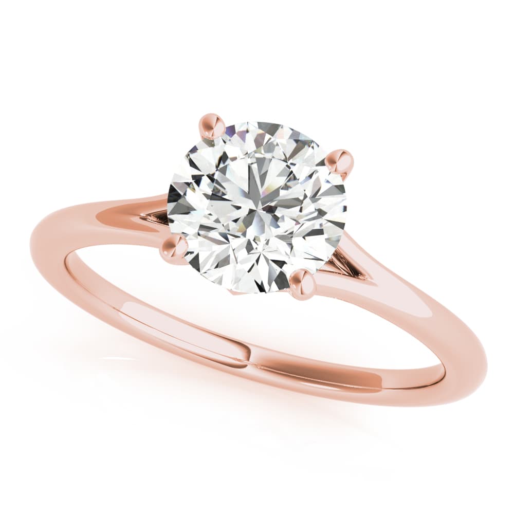 Round Solitaire Engagement Ring, style 85254, Front view in rose gold