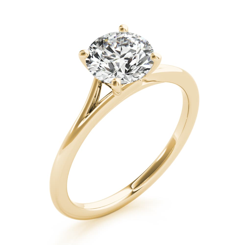 Round Solitaire Engagement Ring, style 85254, Angle view in yellow gold