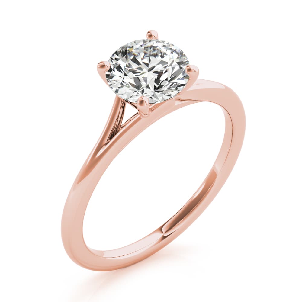 Round Solitaire Engagement Ring, style 85254, Angle view in rose gold