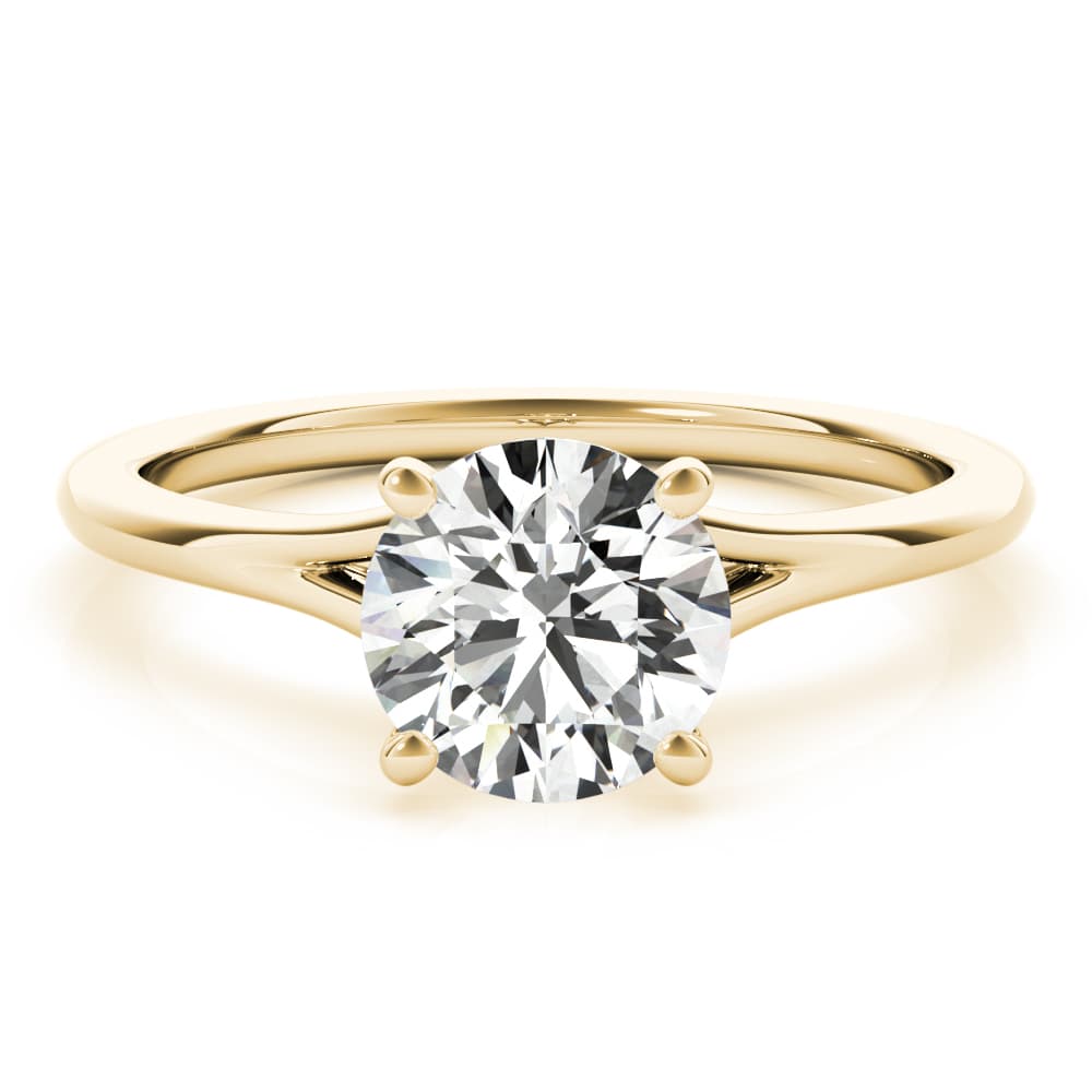 Round Solitaire Engagement Ring, style 85254, On hand view in yellow gold