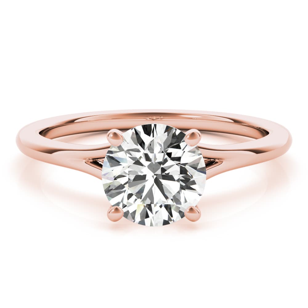 Round Solitaire Engagement Ring, style 85254, On hand view in rose gold