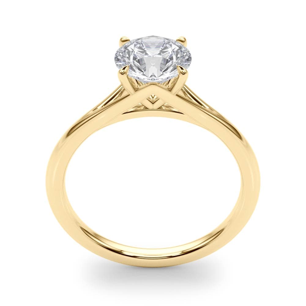 Round Solitaire Engagement Ring, style 85254, Top view in yellow gold