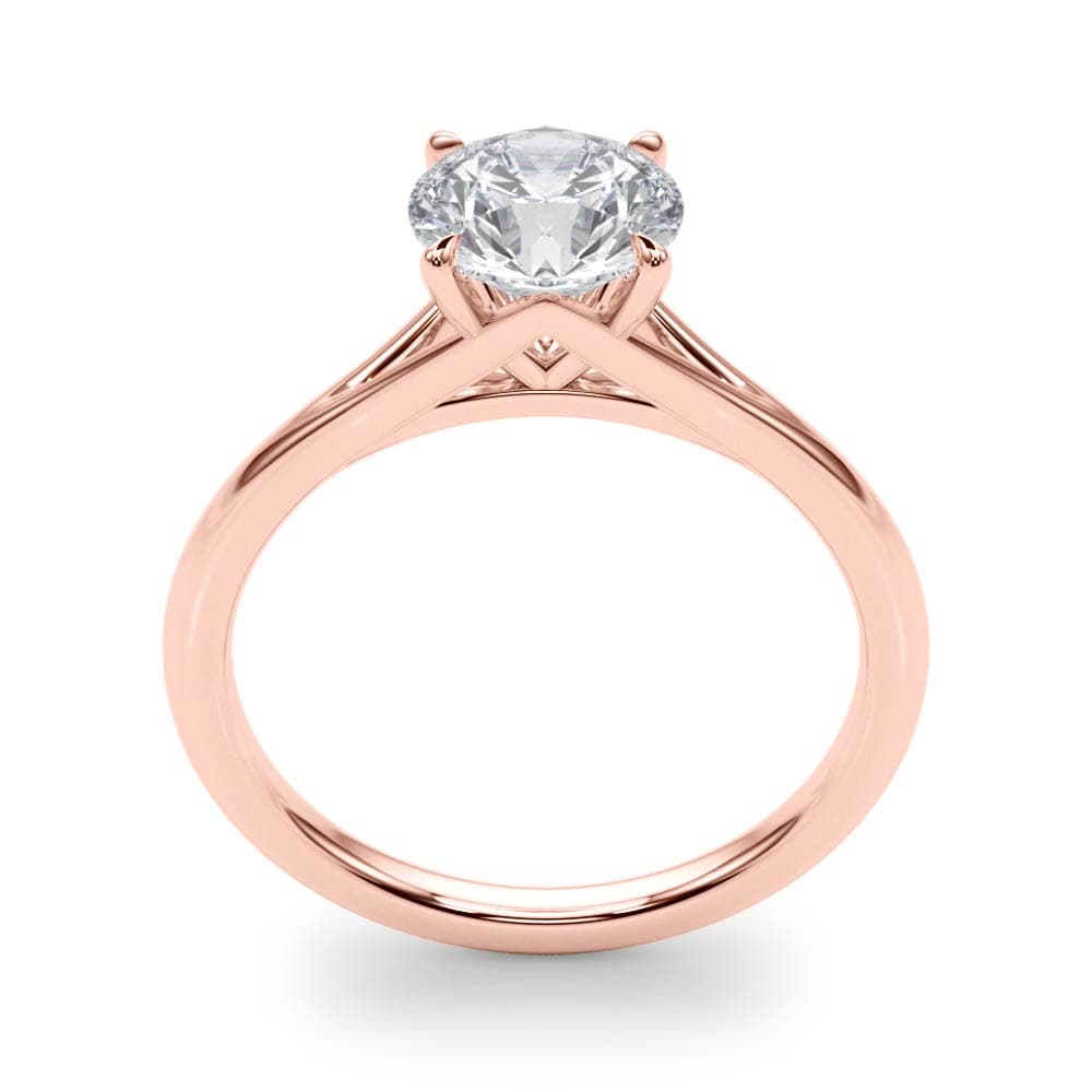 Round Solitaire Engagement Ring, style 85254, Top view in rose gold
