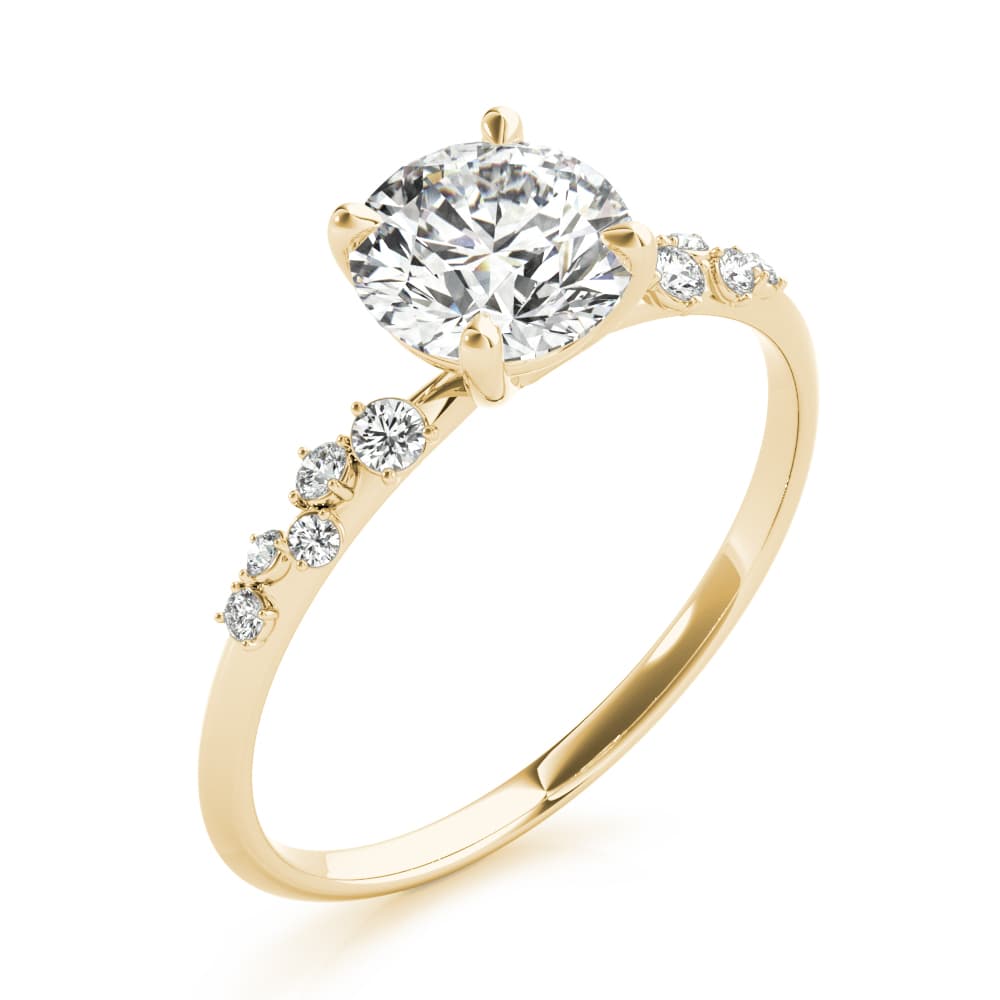 Scattered Diamond Engagement Ring, style 85255, Angle view in yellow gold
