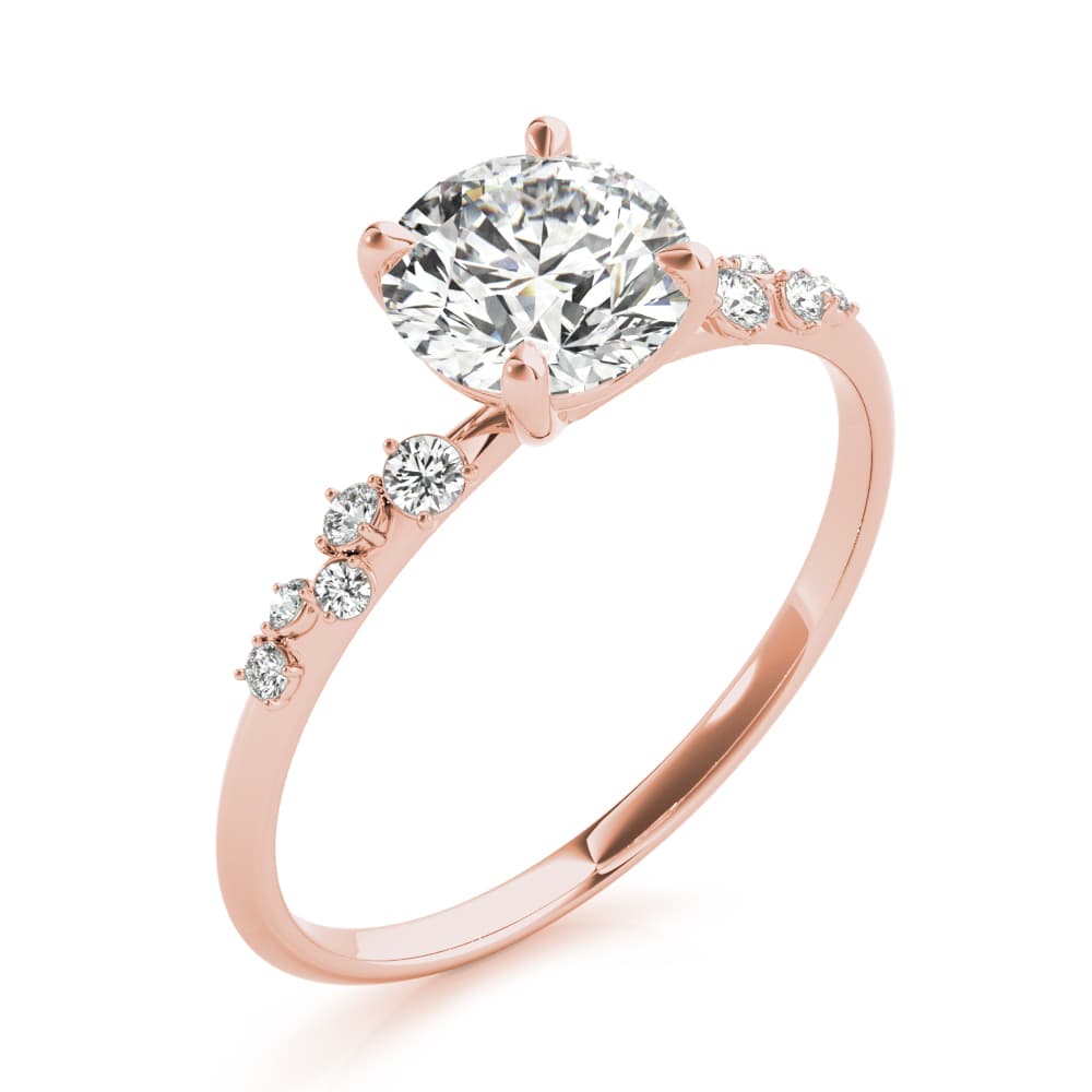 Scattered Diamond Engagement Ring, style 85255, Angle view in rose gold