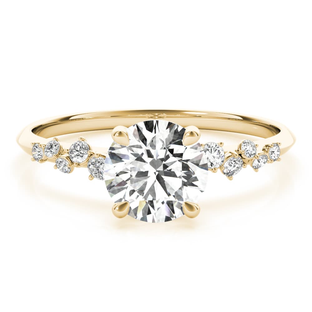 Scattered Diamond Engagement Ring, style 85255, On hand view in yellow gold