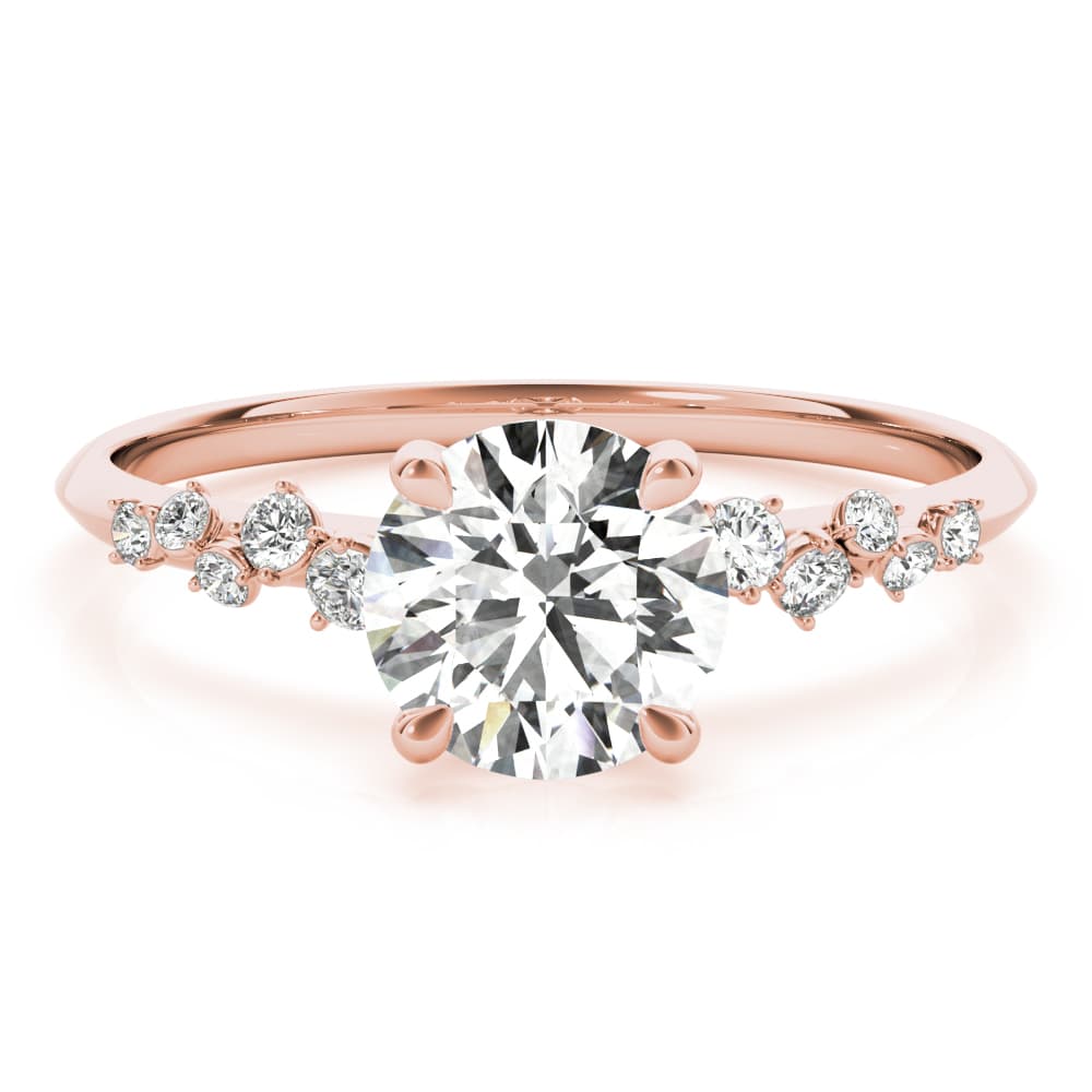 Scattered Diamond Engagement Ring, style 85255, On hand view in rose gold