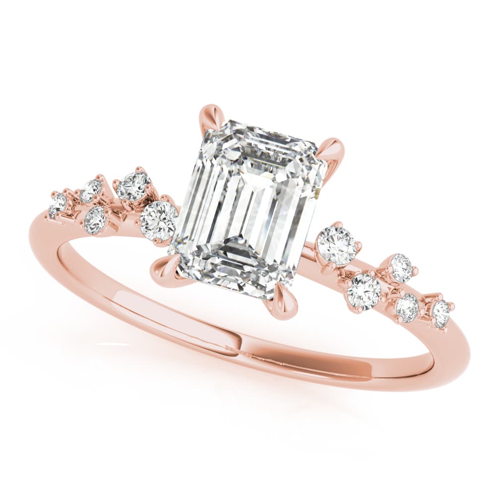 Emerald-Cut Scatter Engagement Ring, style 85257, Front view in rose gold