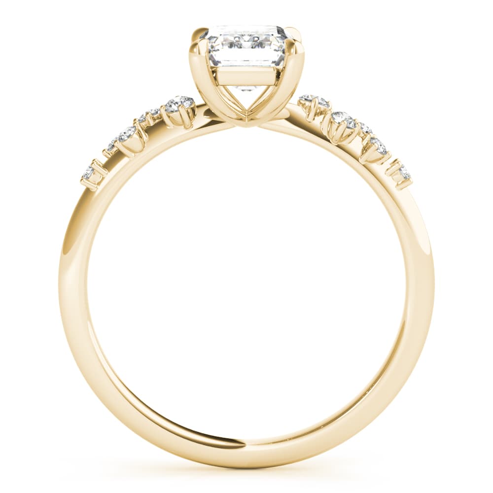 Emerald-Cut Scatter Engagement Ring, style 85257, Side view in yellow gold